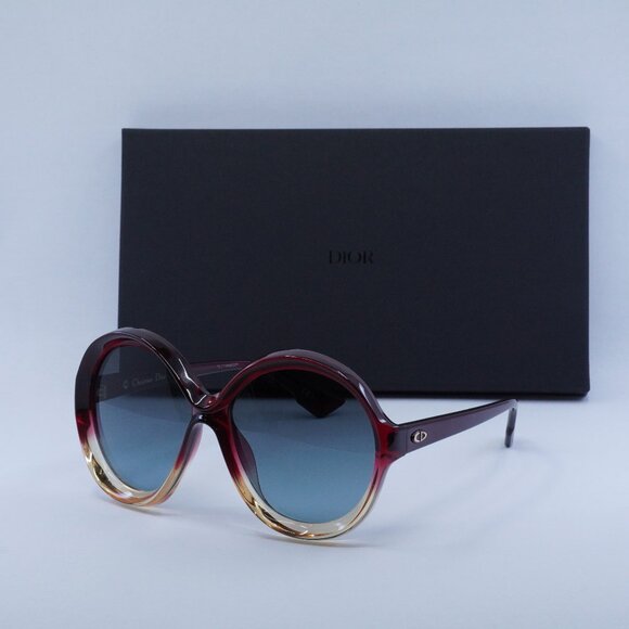 Dior DIORBIANCA 0T5 I7 Round Sunglasses - Burgundy Gradient/Grey - Picture 3 of 10